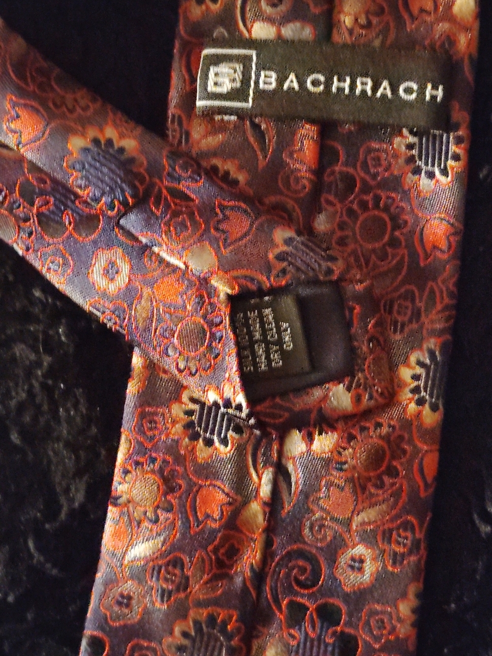 Bachrach Floral Paisley Silk Tie in Red and Navy